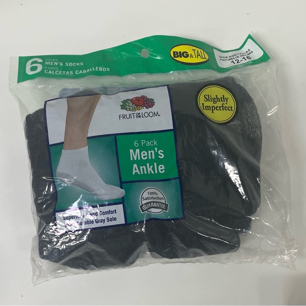 Fruit of the Loom Men's Ankle Socks - Gray (6 Pack)
